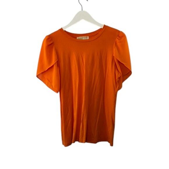 Micheal Kors Orange Flutter Sleeve Top Women's Size Medium - Picture 1 of 5